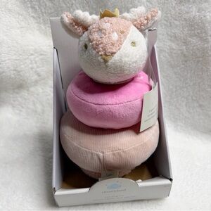 Cloud Island Pink Plush Deer Stacking Toy